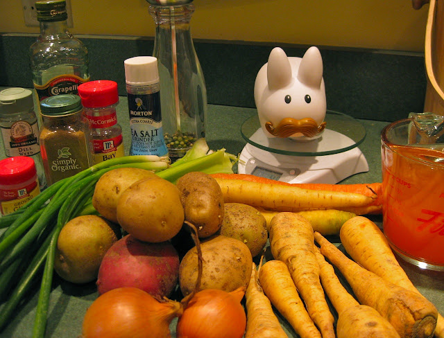 Labbit with soup ingredients